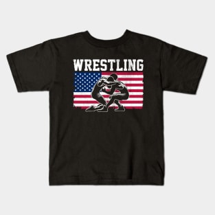 Wrestling USA Flag Kids T-Shirt